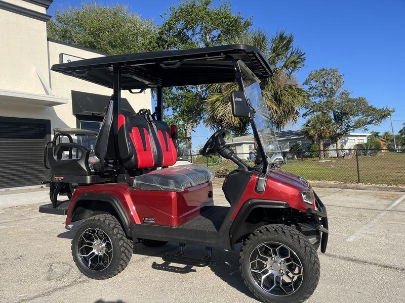 2025 evolution d5 maverick 22 golf cart front view red