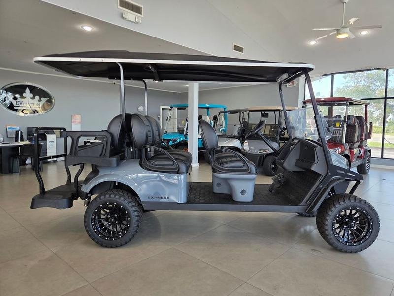 2025 e z go express 6 gas lifted ptv | slate finish | unlimited range 6 passenger!