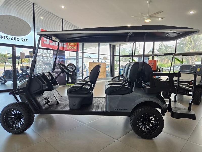 2025 e z go express 6 gas lifted ptv | slate finish | unlimited range 6 passenger!