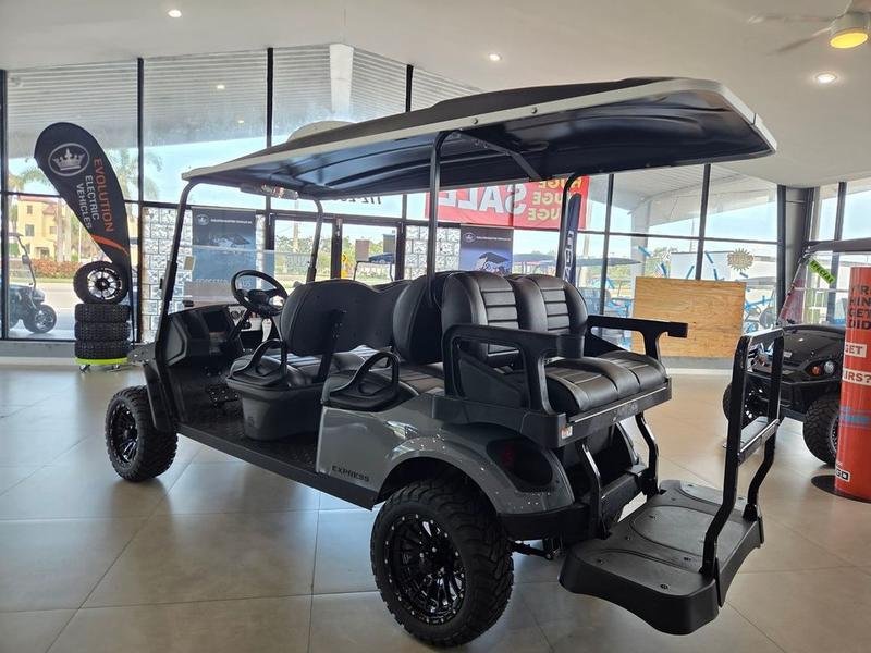 2025 e z go express 6 gas lifted ptv | slate finish | unlimited range 6 passenger!