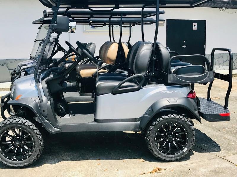 2026 club car onward lifted 4 passenger gas golf cart | signature silver | all terrain power! 2026 club car onward lifted 4 passenger gas golf cart | signature silver | all terrain power!